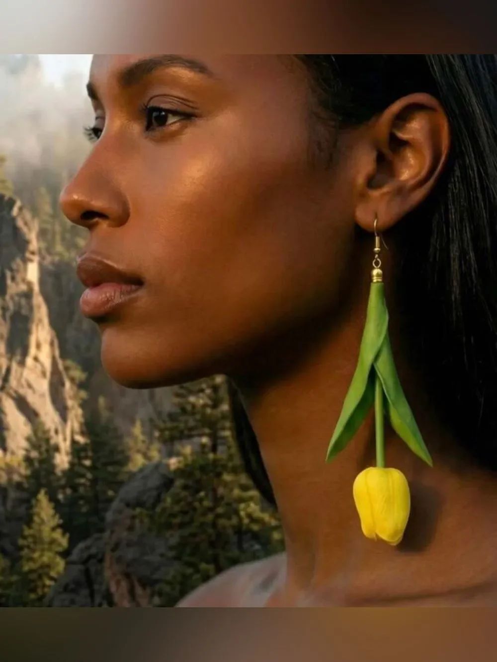 Yellow Tulip Drop Earrings A1718